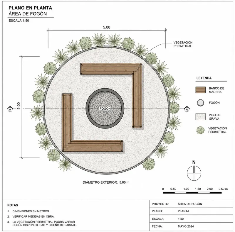 Plano en planta del proyecto del fogonero